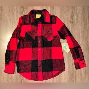 NWT Red and Black Plaid Button-Up Shirt, size 8